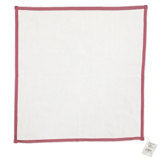 NEW Ralph Lauren Purple Label Linen Pocket Square!  White With Red Border - Picture 1 of 2